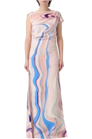 DEL CORE Klänning, Dam, S, Elegant Marmor Print Maxi Klänning