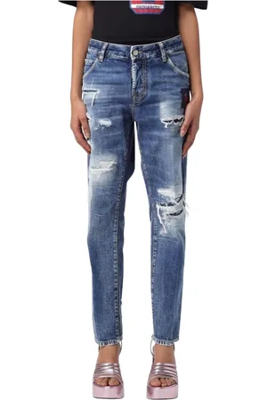 Dsquared2 Jeans, Dam, S, Bomull, Snygga Distressed Blå Jeans