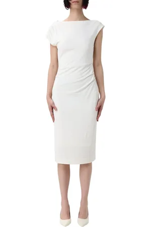 HUGO BOSS Klänning, Dam, M, Elegant Vit Midi Boss Klänning