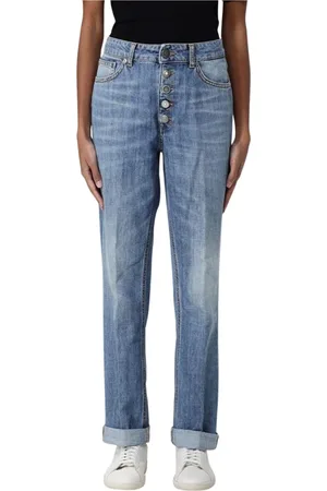 Dondup Jeans, Dam, W29, Bomull, Blå Avslappnad Straight Leg Jeans