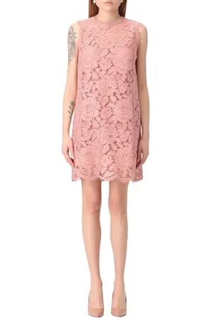 Dolce & Gabbana Klänning, Dam, 3Xl, Rosa Spets Mini Klänning Elegant Stil