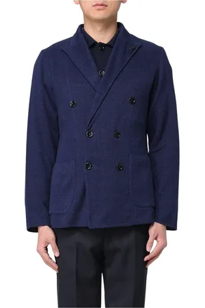 LARDINI Jacka, Herr, M, Blå Tailored Blazer med Notched Revers