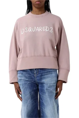 Dsquared2 Sweatshirts & Hoodies, Dam, XS, Bomull, Lyxig Rosa Cropped Sweatshirt