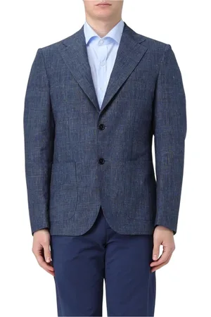 FAY Jacka, Herr, M, Blå LinenCotton Blend Blazer