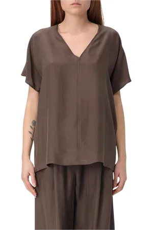 ALYSI Blusar & Skjortor , Dam, XS, Elegant Beige V-Neck Blouse