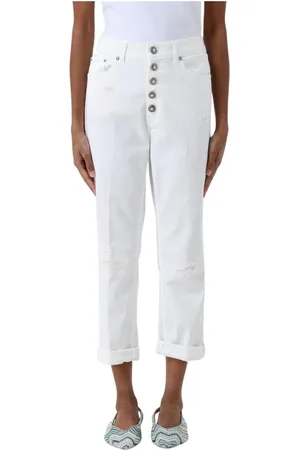 Dondup Jeans, Dam, W30, Bomull, Vita Distressed Jeans för Kvinnor