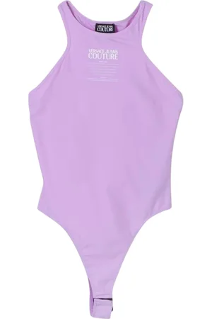 VERSACE Topp, Dam, 2Xs, Lila Ärmlös Bodysuit