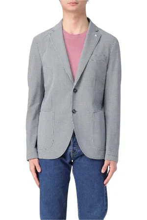 Manuel Ritz Jacka, Herr, M, Bomull, Blå Gingham Check Blazer