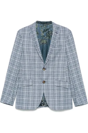 Etro Jacka, Herr, M, Blå och vit rutig Americana Rom-stil