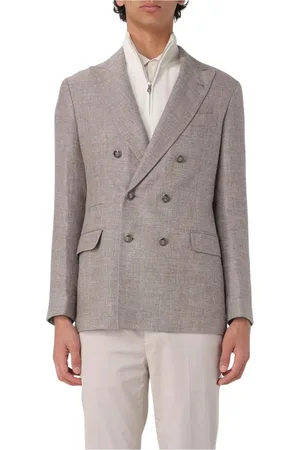 Brunello Cucinelli Jacka, Herr, L, Linne, Brun Linneblazer Elegant Stil