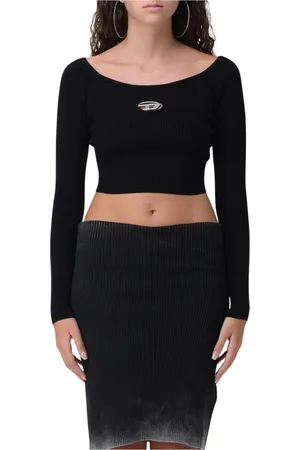 Diesel Topp, Dam, S, Räfflad Stickad Crop Top