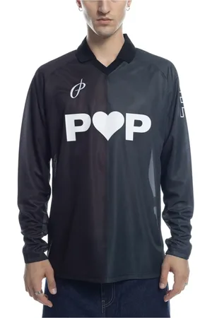 Pop Trading Company Topp, Herr, S, Polyester, Sportif Långärmad Tröja Svart Antracit