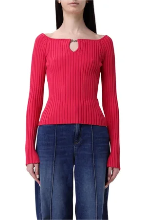 HUGO BOSS Stickade tröjor & koftor, Dam, S, Räfflad Stickad Keyhole Sweater