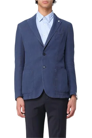 LUIGI BIANCHI MANTOVA Jacka, Herr, M, Linne, Blå Linne Blazer Jacka