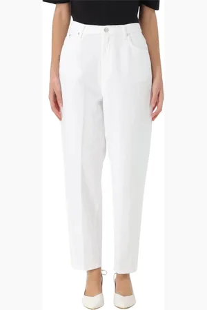 Dondup Jeans, Dam, W32, Bomull, Vita Straight Leg Jeans för Kvinnor