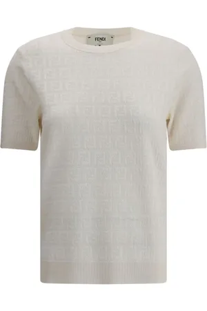Fendi Stickade tröjor & koftor, Dam, S, Bomull, Ikonisk Stickad T-shirt