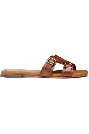 santoni Skor, Dam, 35 EU, Läder, Dam läder dubbel-spänne Didi slide sandal