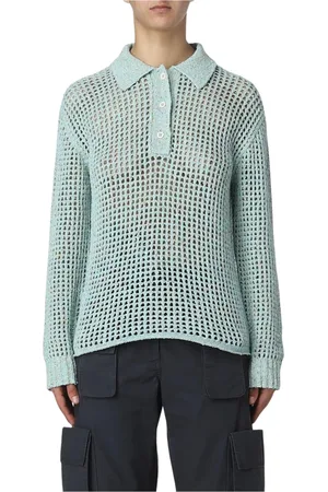 Acne Studios Stickade tröjor & koftor, Dam, M, Bomull, Stickad Polo Tröja