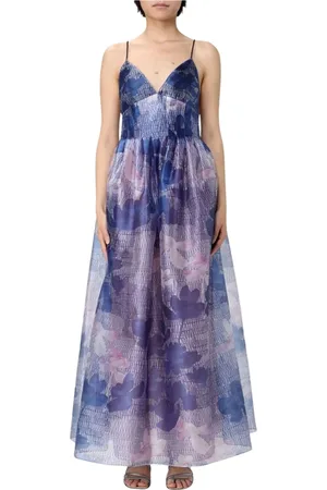 Emporio Armani Klänning, Dam, M, Organza, Himmelblå Blommig Organza Maxi Klänning