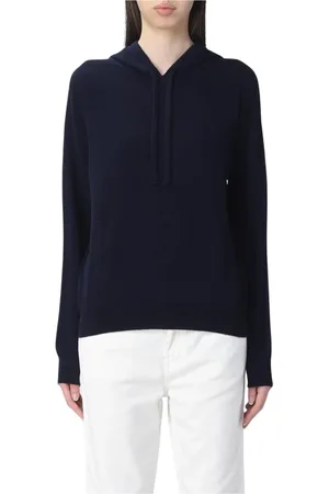FAY Sweatshirts & Hoodies, Dam, S, Blå Cashmere Hoodie Avslappnad Passform