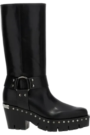Jimmy Choo Skor, Dam, 38 EU, Läder, Studded Läderstövlar för kvinnor