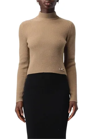 Michael Kors Stickade tröjor & koftor, Dam, M, Räfflad Mock Neck Stickad Tröja