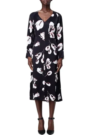 HUGO BOSS Klänning, Dam, S, Elegant Blommig Sidenskjol Midi Klänning