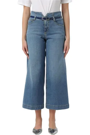 Liu Jo Jeans, Dam, W25, Multifärgad Wide Leg Cropped Jeans med Bälte