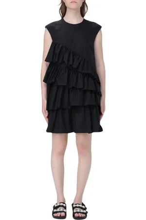 Msgm Klänning, Dam, S, Bomull, Svart Volang Mini Klänning Kvinnor Elegant