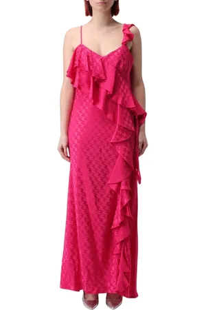 Msgm Klänning, Dam, S, Fuchsia Ruffled Maxi Klänning
