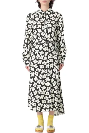 Msgm Klänning, Dam, S, Svart Midi Klänning med Bågdetaljer
