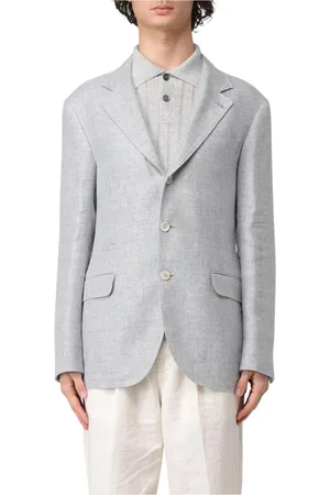 Brunello Cucinelli Jacka, Herr, L, Linne, Klassisk Linneblazer Elegant Grå