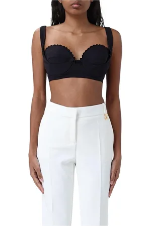 Elisabetta Franchi Topp, Dam, M, Elegant Ärmlös Volang V-ringad Blus