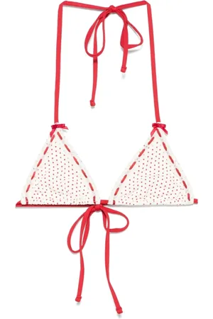 Frankies Bikinis Badkläder, Dam, S, Läder, Polka Dot Strandkläder med Bågdetaljer