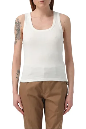 Burberry Topp, Dam, XS, Vit Ribbstickad Tanktop
