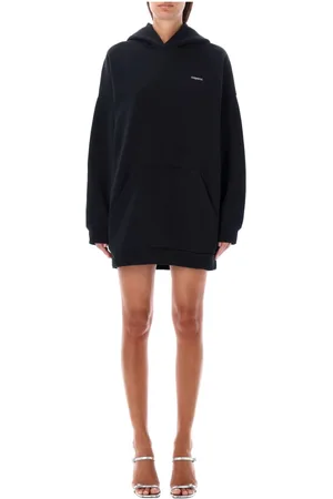 COPERNI Sweatshirts & Hoodies, Dam, S, Bomull, Svart Horn Huva Klänning Aw24