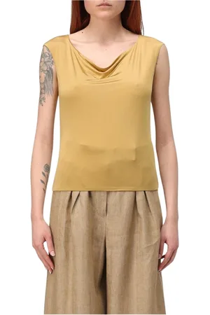 Max Mara Topp, Dam, XL, Guld Ärmlös Topp Elegant Stil
