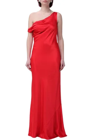 Staud Klänning, Dam, S, Röd One-Shoulder Maxi Klänning