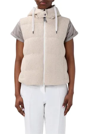 Brunello Cucinelli Jacka, Dam, M, Lyxig Stickad Puffer Väst