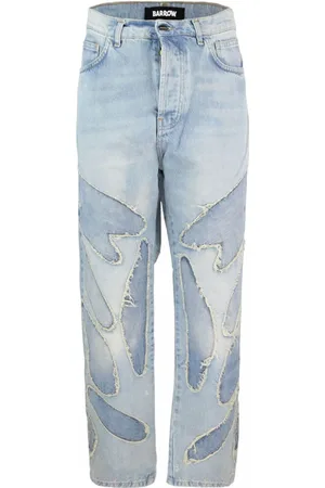 BARROW Jeans, Herr, W31, Denim, Blå Raka jeans med Ljus Denim Patch