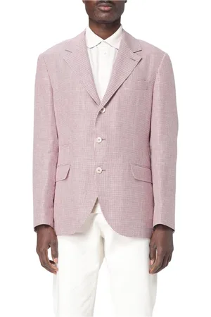 Brunello Cucinelli Jacka, Herr, 2Xl, Gingham Linen Classic Fit Blazer