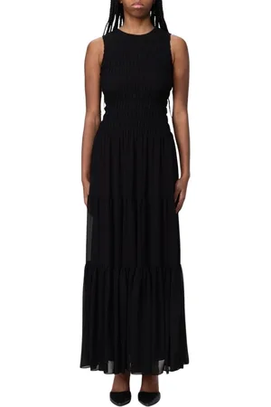 Michael Kors Klänning, Dam, M, Chiffong, Elegant Svart Tiered Maxi Klänning
