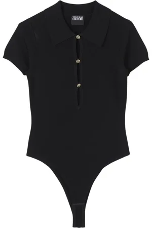VERSACE Topp, Dam, M, Svart Stickad Topp med Nyckelhålsdetalj