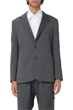 Palm Angels Kostym, Herr, XL, Grå Broderad Blazer för Män
