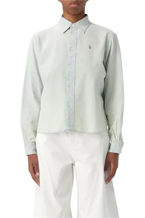 Ralph Lauren Skjorta, Dam, L, Denim, Denim Skjorta Avslappnad Passform Elegant Tidlös