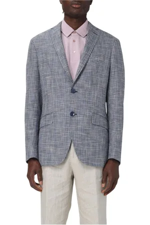 Etro Jacka, Herr, L, Linne, Multifärgad Linne Rutig Blazer