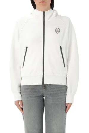 Brunello Cucinelli Sweatshirts & Hoodies, Dam, M, Bomull, Logo Patch ZipUp Hoodie