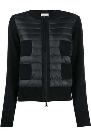 Moncler Jacka, Dam, S, Nylon, Svart Vadderad Cardigan med Logopatch