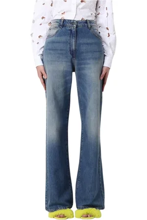 Msgm Jeans, Dam, S, Denim, Premium Wide Leg Denim Jeans