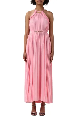 Twin-Set Klänning, Dam, M, Polyester, Veckad Halter Maxi Klänning